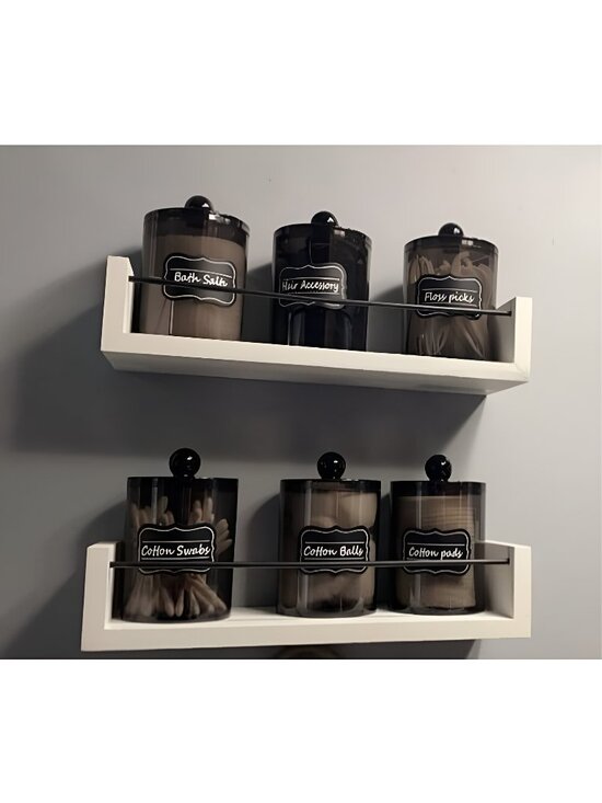 Other - 6 Pack of 12 Oz. Qtip Dispenser Apothecary Jars Bathroom with Labels